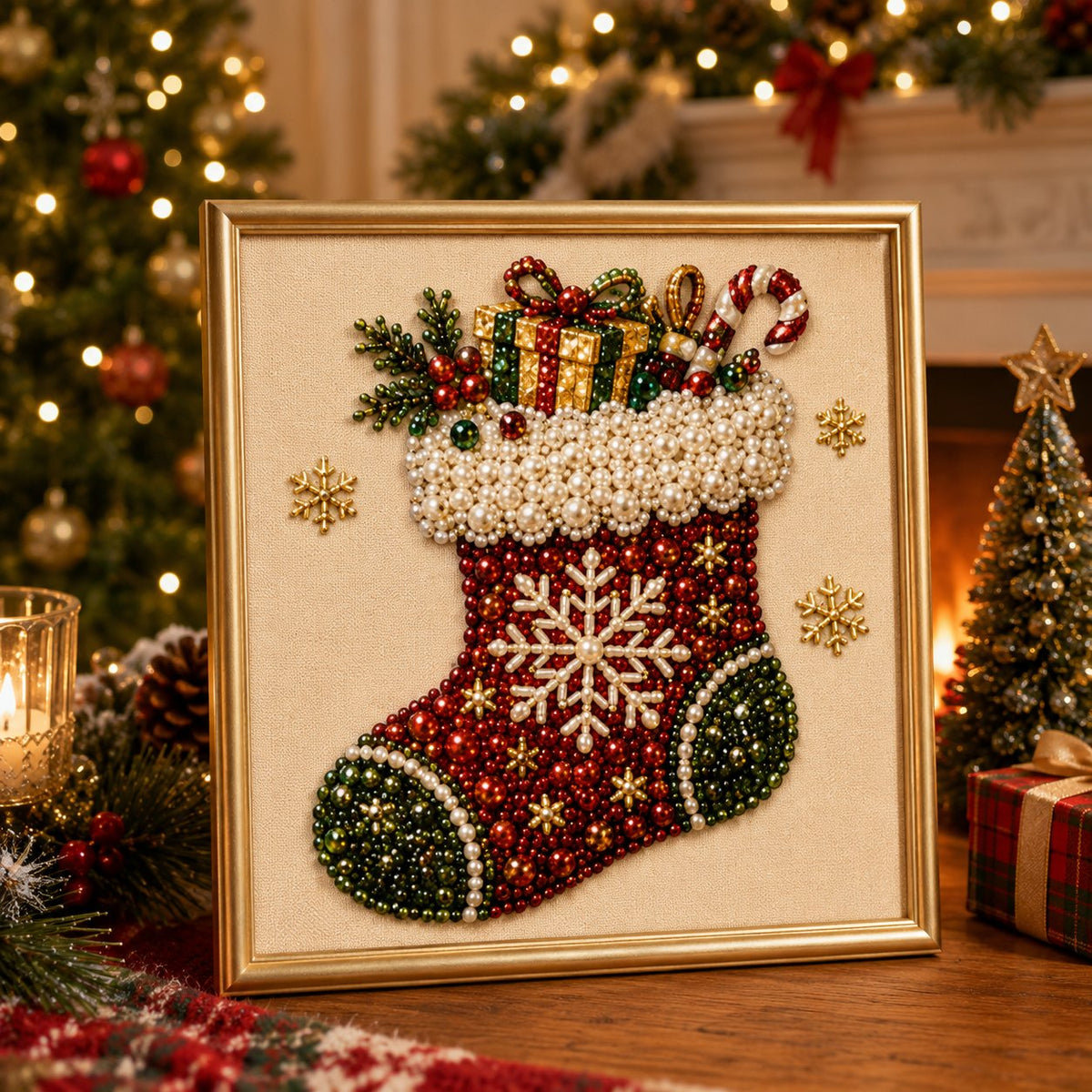🎄 50% RABATT – Jul-DIY diamantmalingssett – 5 klassiske motiv – avslappende håndarbeid – komplett sett med ramme – perfekt julegave