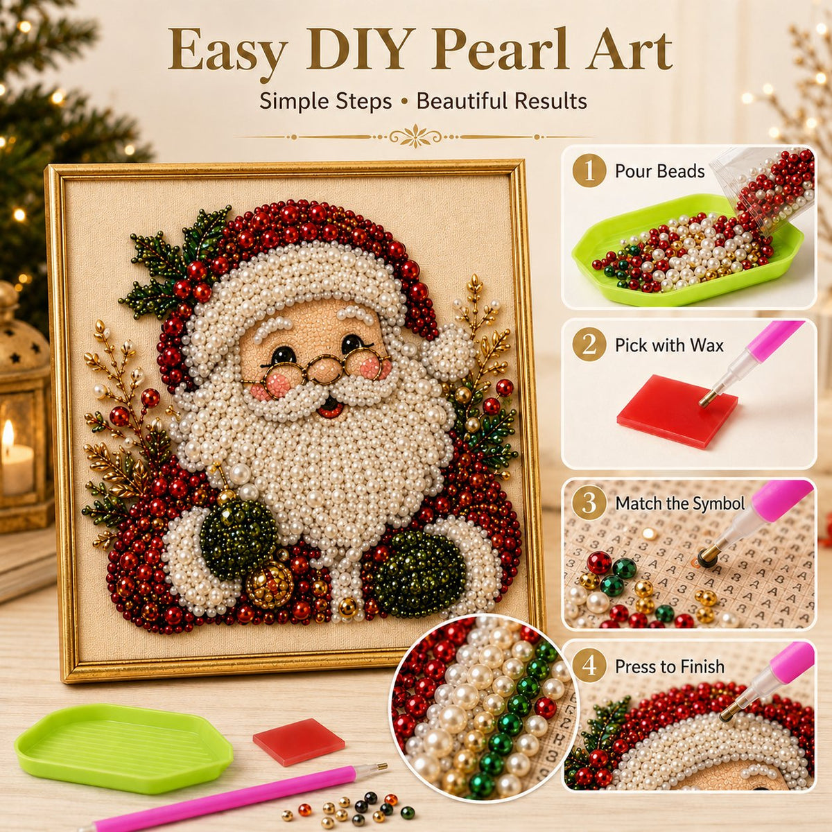 🎄 50% RABATT – Jul-DIY diamantmalingssett – 5 klassiske motiv – avslappende håndarbeid – komplett sett med ramme – perfekt julegave