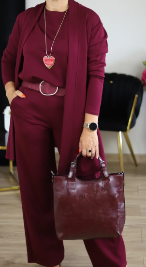 🔥 50% RABATT | Elegant 3-delt sett med lang cardigan, topp & vide bukser