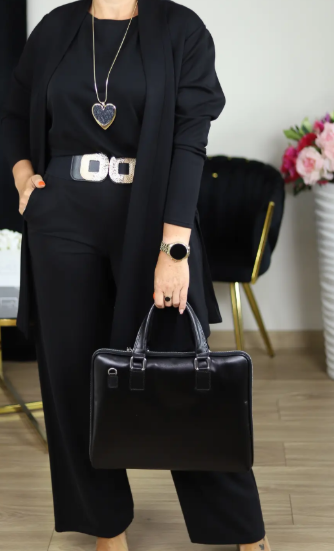 🔥 50% RABATT | Elegant 3-delt sett med lang cardigan, topp & vide bukser