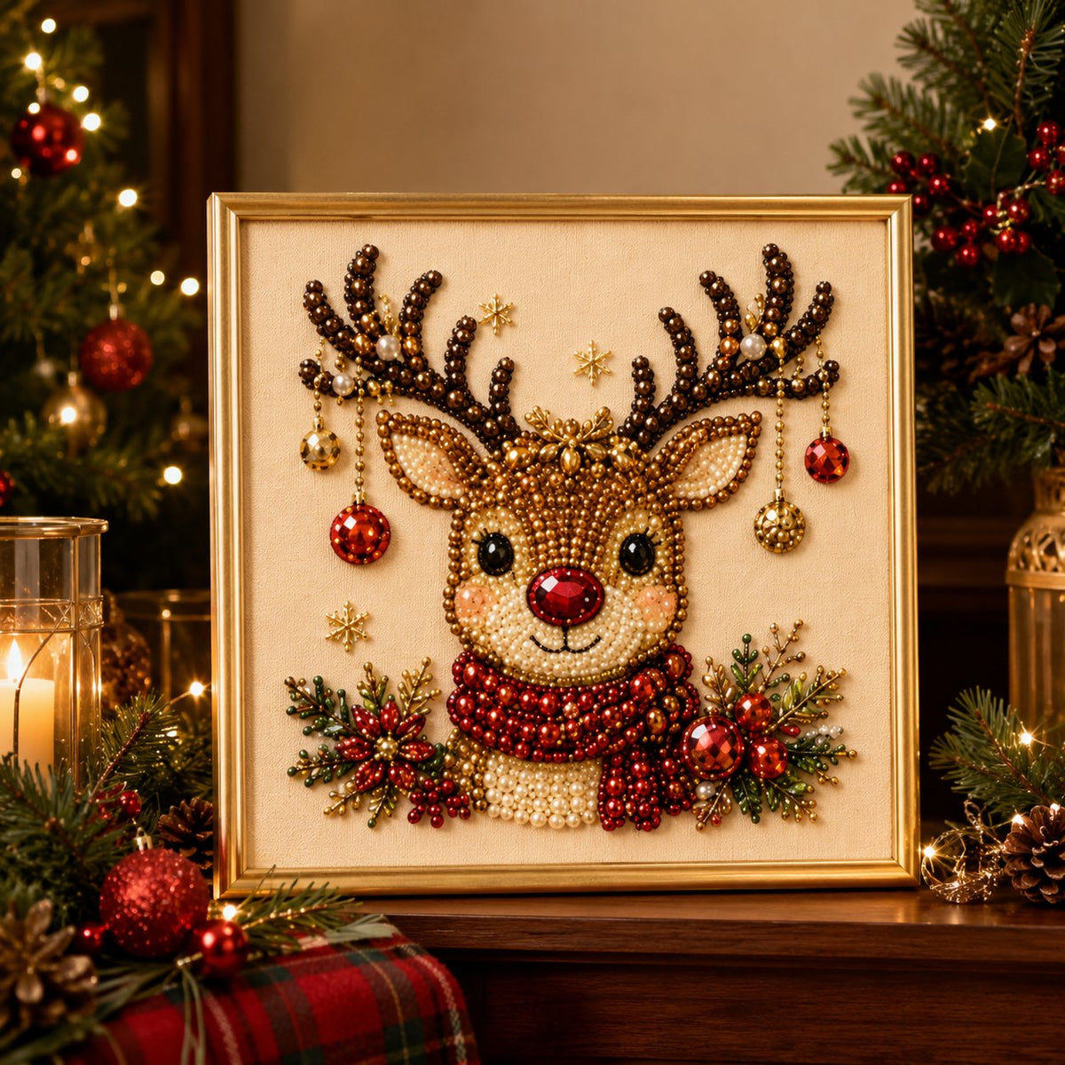 🎄 50% RABATT – Jul-DIY diamantmalingssett – 5 klassiske motiv – avslappende håndarbeid – komplett sett med ramme – perfekt julegave