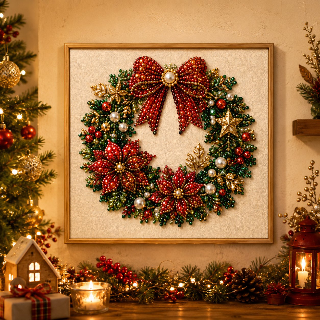 🎄 50% RABATT – Jul-DIY diamantmalingssett – 5 klassiske motiv – avslappende håndarbeid – komplett sett med ramme – perfekt julegave