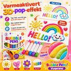 🔥 50% RABATT 🎨 Bubble Pens – 6 Farger med Varmeaktivert 3D-Effekt