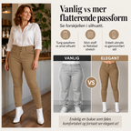 🔥 60% RABAT👖Damebukse med Høyt Liv & Stretch – Smal Passform med 3-Knappsdetalj