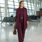 🔥 50% RABATT | Elegant 3-delt sett med lang cardigan, topp & vide bukser