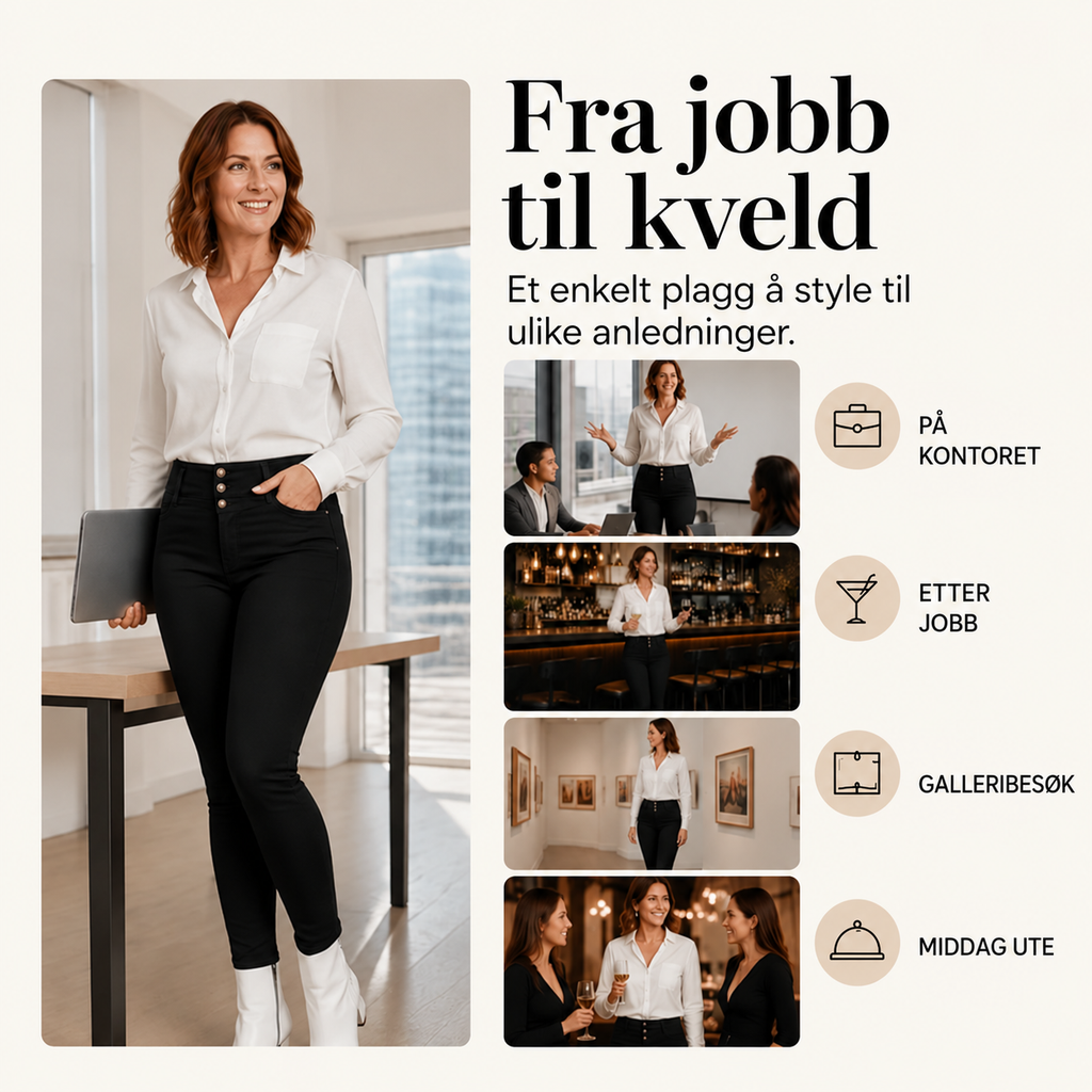 🔥 60% RABAT👖Damebukse med Høyt Liv & Stretch – Smal Passform med 3-Knappsdetalj