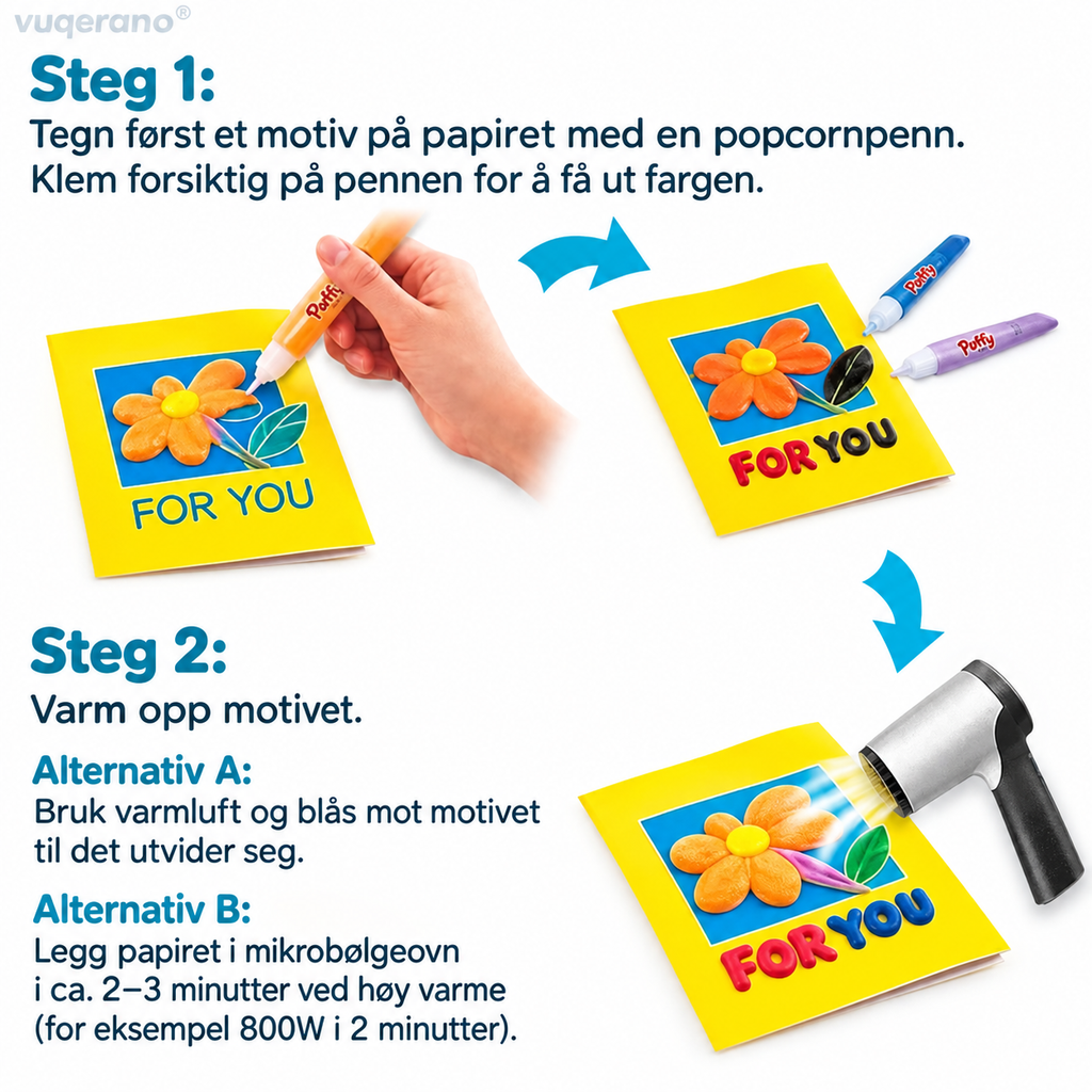 🔥 50% RABATT 🎨 Bubble Pens – 6 Farger med Varmeaktivert 3D-Effekt
