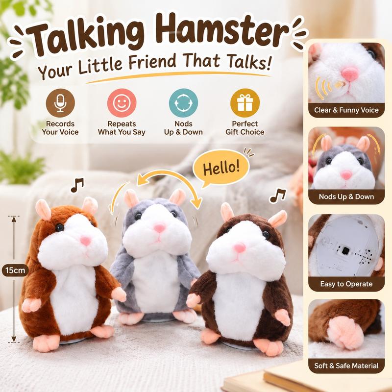 🐹 Spesialtilbud på siste dag – 50 % rabatt! ✨Snakkende hamster-kosedyr – gjentar alt du sier, nikker automatisk med hodet, kjempemorsomt for både barn og voksne.🎁