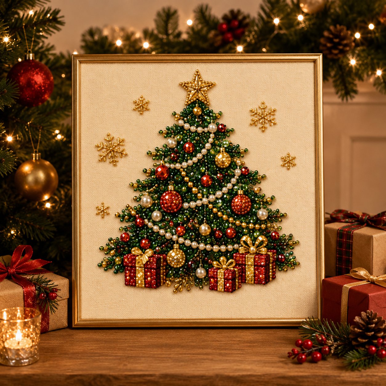 🎄 50% RABATT – Jul-DIY diamantmalingssett – 5 klassiske motiv – avslappende håndarbeid – komplett sett med ramme – perfekt julegave