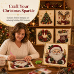 🎄 50% RABATT – Jul-DIY diamantmalingssett – 5 klassiske motiv – avslappende håndarbeid – komplett sett med ramme – perfekt julegave