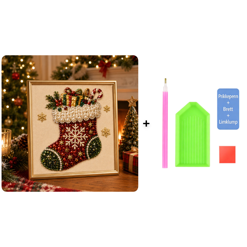🎄 50% RABATT – Jul-DIY diamantmalingssett – 5 klassiske motiv – avslappende håndarbeid – komplett sett med ramme – perfekt julegave