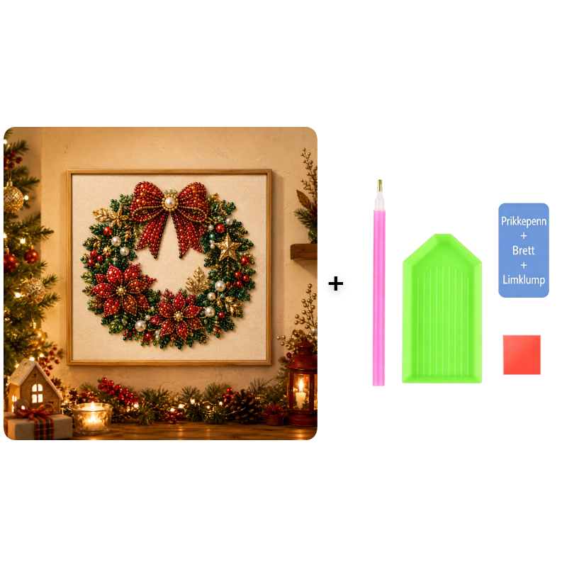 🎄 50% RABATT – Jul-DIY diamantmalingssett – 5 klassiske motiv – avslappende håndarbeid – komplett sett med ramme – perfekt julegave