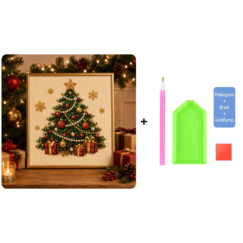 🎄 50% RABATT – Jul-DIY diamantmalingssett – 5 klassiske motiv – avslappende håndarbeid – komplett sett med ramme – perfekt julegave