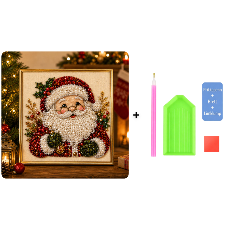 🎄 50% RABATT – Jul-DIY diamantmalingssett – 5 klassiske motiv – avslappende håndarbeid – komplett sett med ramme – perfekt julegave