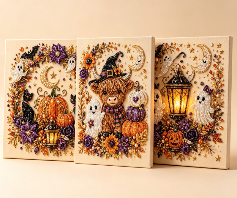 🎃 50 % RABATT ✨ Halloween Diamantmaling – Spøkelser, Hekser & Magiske 3D-motiver