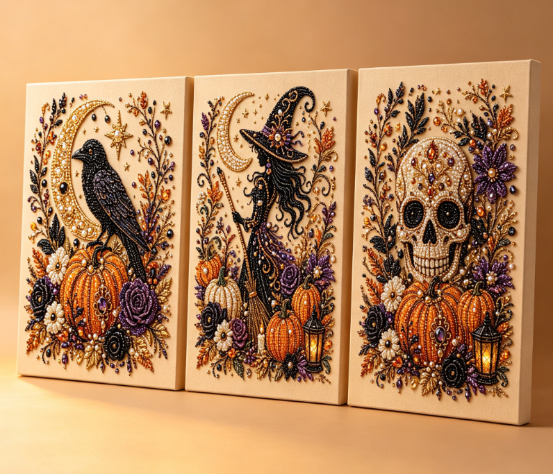 🎃 50 % RABATT ✨ Halloween Diamantmaling – Spøkelser, Hekser & Magiske 3D-motiver