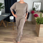 🔥 50% RABATT | Elegant 3-delt sett med lang cardigan, topp & vide bukser