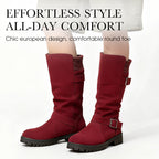 🔥 SISTE DAG – 60% RABATT 👢 Slouchy Boots til Dame – Myk Semsket Look, Strikket Mansjett & Solid Såle