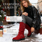 🔥 SISTE DAG – 60% RABATT 👢 Slouchy Boots til Dame – Myk Semsket Look, Strikket Mansjett & Solid Såle