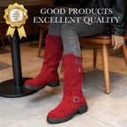 🔥 SISTE DAG – 60% RABATT 👢 Slouchy Boots til Dame – Myk Semsket Look, Strikket Mansjett & Solid Såle