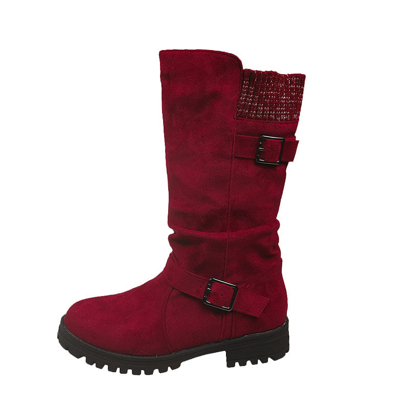 🔥 SISTE DAG – 60% RABATT 👢 Slouchy Boots til Dame – Myk Semsket Look, Strikket Mansjett & Solid Såle