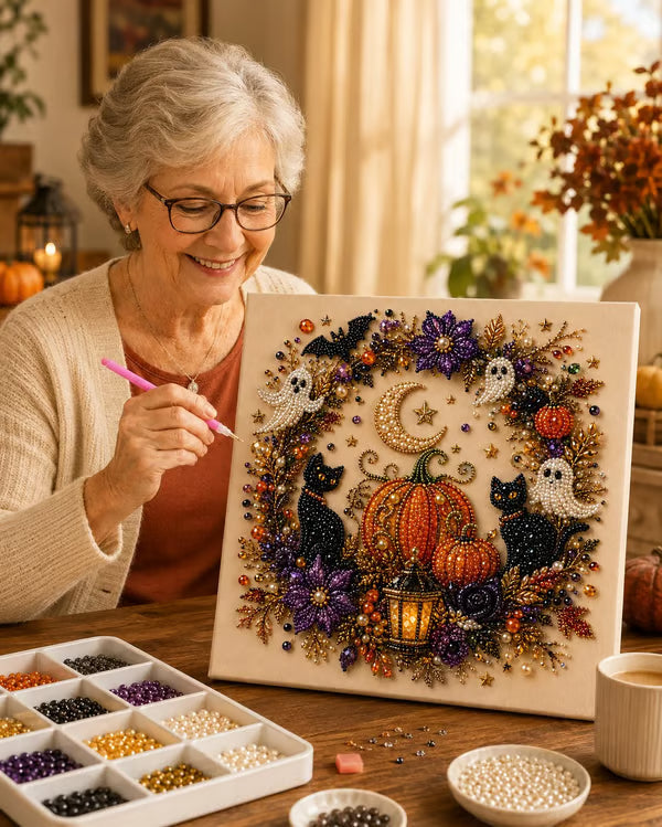 🎃 50 % RABATT ✨ Halloween Diamantmaling – Spøkelser, Hekser & Magiske 3D-motiver