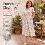 👗 50% RABATT – V-hals midi-kjole med blomstermønster – vridd midje – sidelommer – myk & luftig – avslappet sommerkjole – for en elegant og selvsikker stil