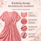 👗 50% RABATT – V-hals midi-kjole med blomstermønster – vridd midje – sidelommer – myk & luftig – avslappet sommerkjole – for en elegant og selvsikker stil