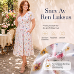 👗 50% RABATT – V-hals midi-kjole med blomstermønster – vridd midje – sidelommer – myk & luftig – avslappet sommerkjole – for en elegant og selvsikker stil