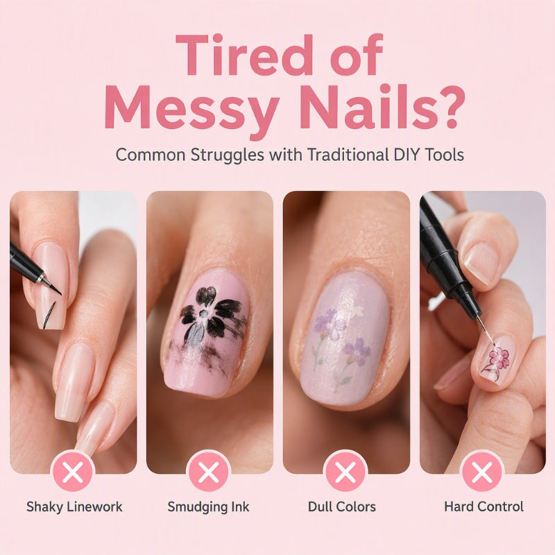 💅 50% RABATT – 24-fargers dobbeltsidige neglekunstpenner | Fin spiss og penseltupp for DIY-negledesign