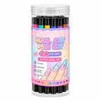 💅 50% RABATT – 24-fargers dobbeltsidige neglekunstpenner | Fin spiss og penseltupp for DIY-negledesign