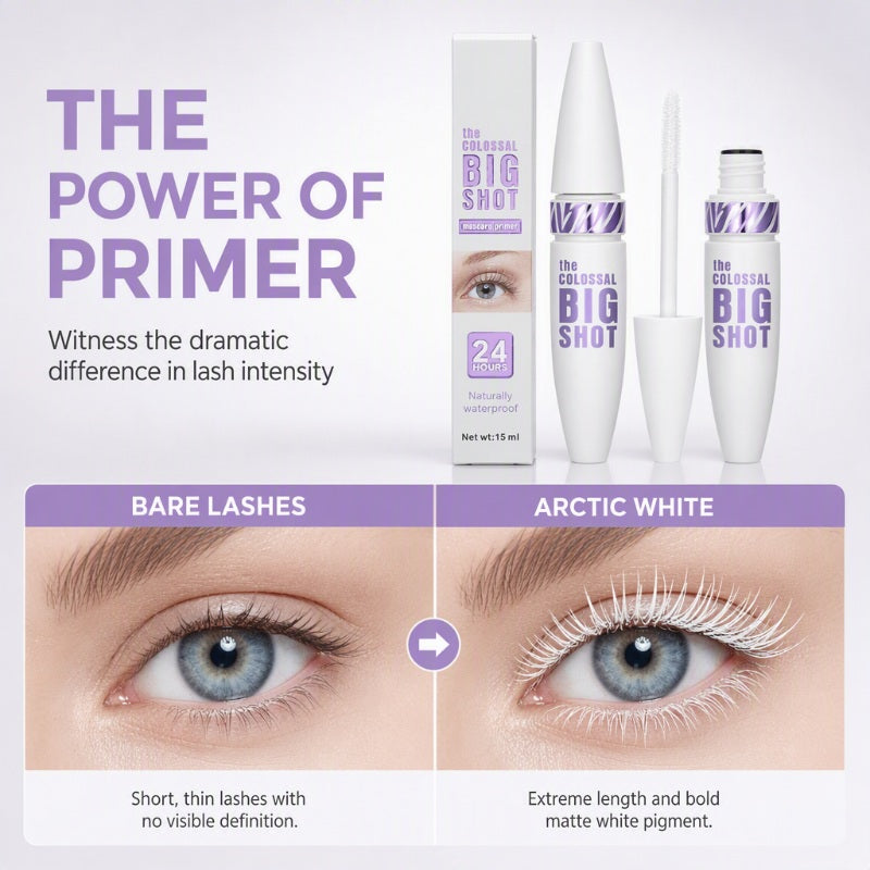 🔥 50% RABATT 👁️ Volumgivende Mascara Primer – 24T Hold, Smudge-Proof & Ekstra Lengde
