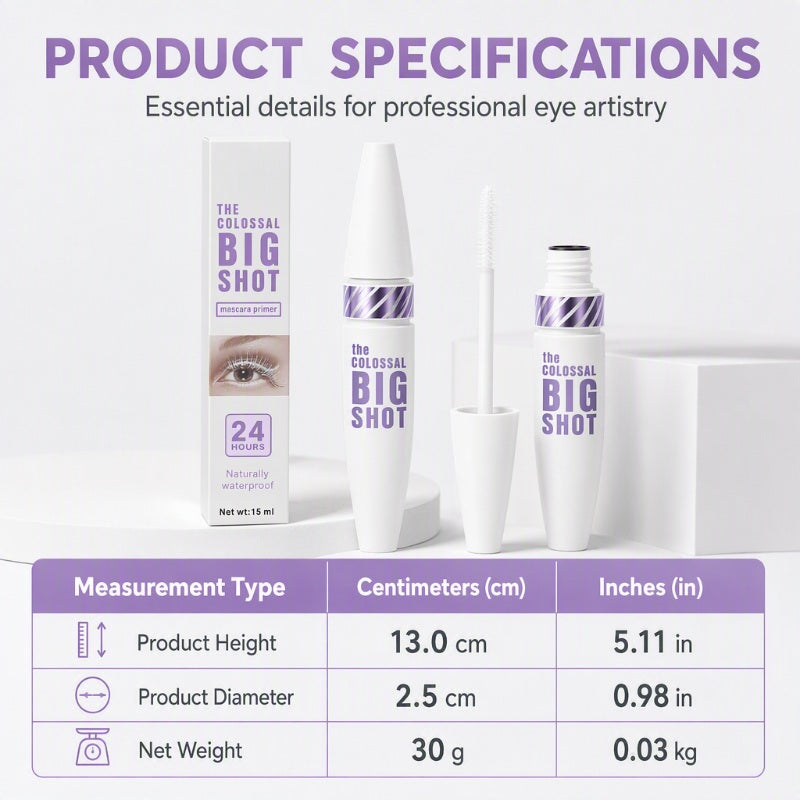 🔥 50% RABATT 👁️ Volumgivende Mascara Primer – 24T Hold, Smudge-Proof & Ekstra Lengde