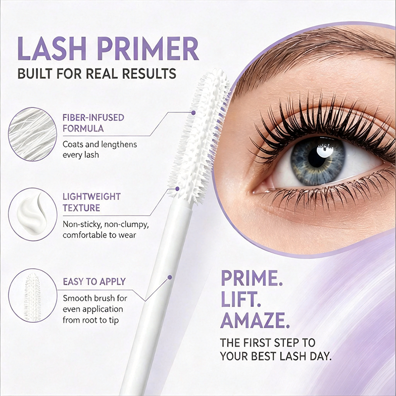 🔥 50% RABATT 👁️ Volumgivende Mascara Primer – 24T Hold, Smudge-Proof & Ekstra Lengde