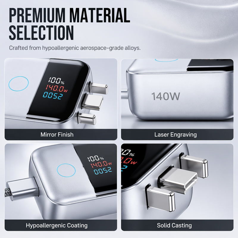🔥 50% RABATT 🔋 Smart USB-C Ladebeskytter med LED-display – Opptil 140W, Automatisk Frakobling & Temperaturkontroll