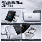 🔥 50% RABATT 🔋 Smart USB-C Ladebeskytter med LED-display – Opptil 140W, Automatisk Frakobling & Temperaturkontroll