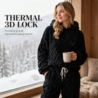 🔥 50% RABATT | Mykt 2-delt fleece-sett med 3D-struktur – hettegenser & bukse