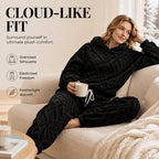 🔥 50% RABATT | Mykt 2-delt fleece-sett med 3D-struktur – hettegenser & bukse