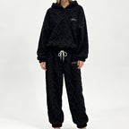 🔥 50% RABATT | Mykt 2-delt fleece-sett med 3D-struktur – hettegenser & bukse