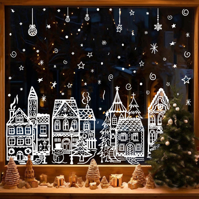 🎄 50% RABATT | Julelandsby vindusdekor – 78 gjenbrukbare statiske klistremerker