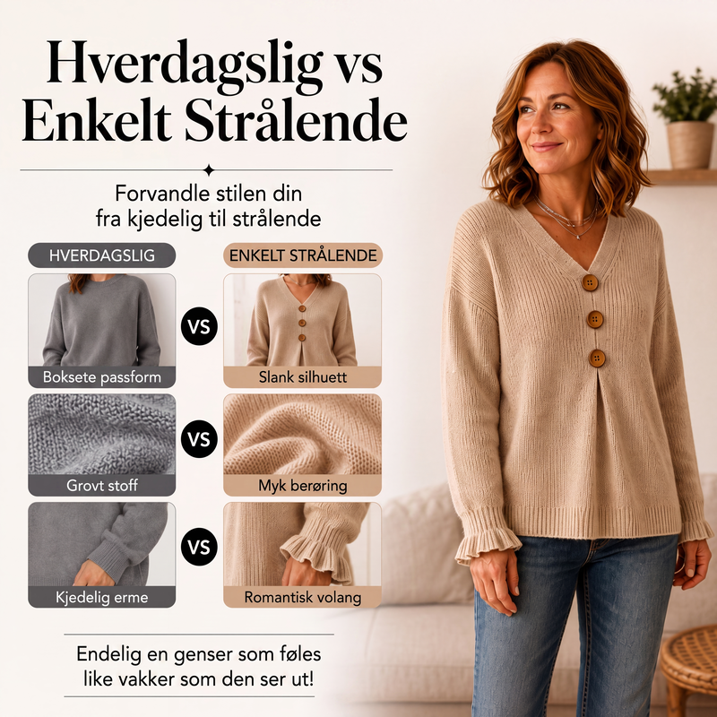 🔥 OVER 40% RABATT 🍂 Damegenser med V-hals – Avslappet Passform, Enkel å Style & Perfekt til Hverdags