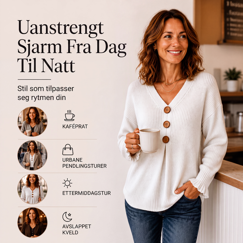🔥 OVER 40% RABATT 🍂 Damegenser med V-hals – Avslappet Passform, Enkel å Style & Perfekt til Hverdags