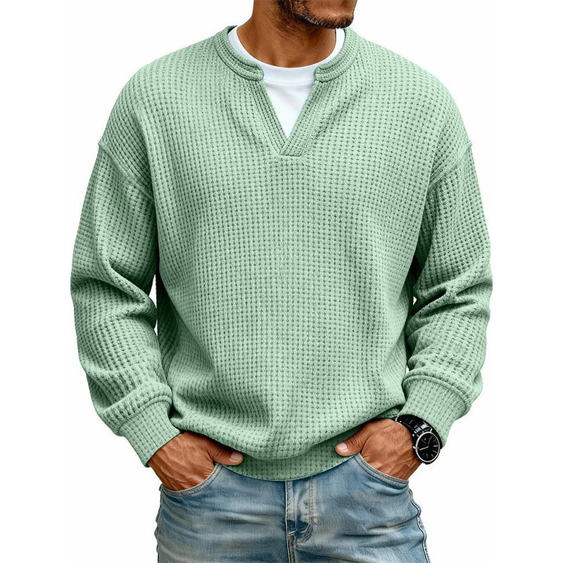 🔥 50% RABATT 👕 Herre Lagdelt Vaffelgenser – Avslappet Passform, Teksturert & Enkel å Style