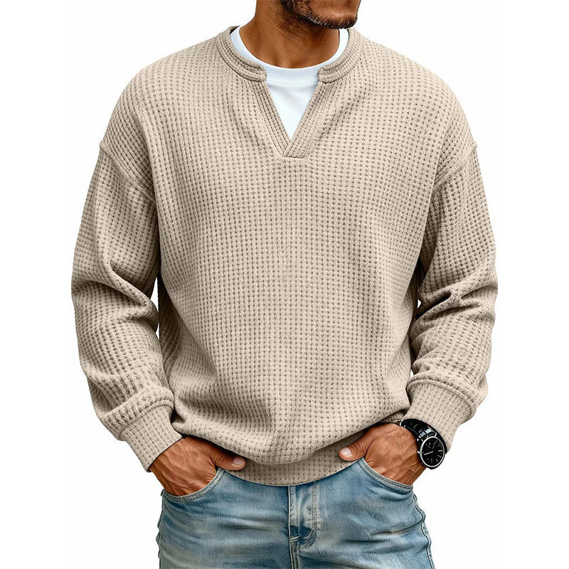 🔥 50% RABATT 👕 Herre Lagdelt Vaffelgenser – Avslappet Passform, Teksturert & Enkel å Style