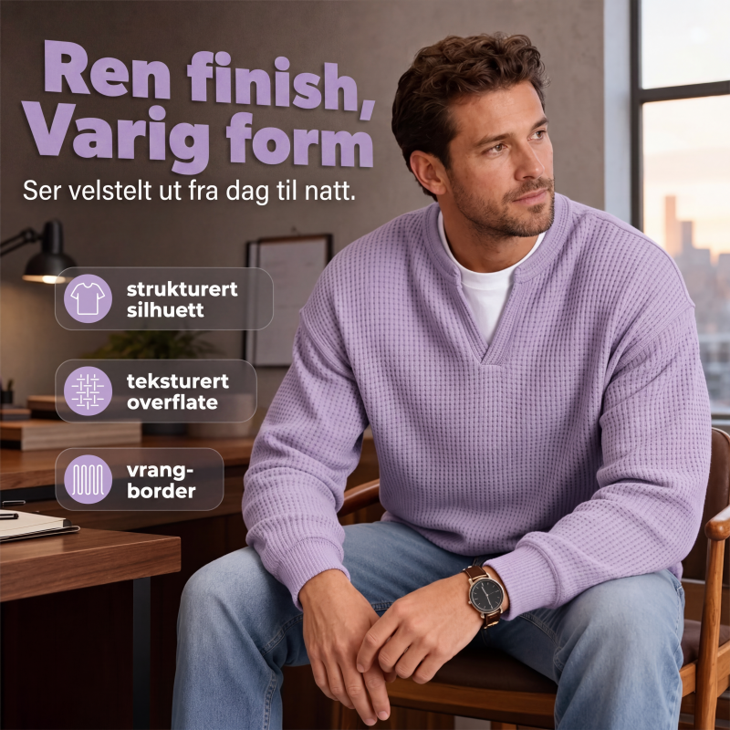 🔥 50% RABATT 👕 Herre Lagdelt Vaffelgenser – Avslappet Passform, Teksturert & Enkel å Style