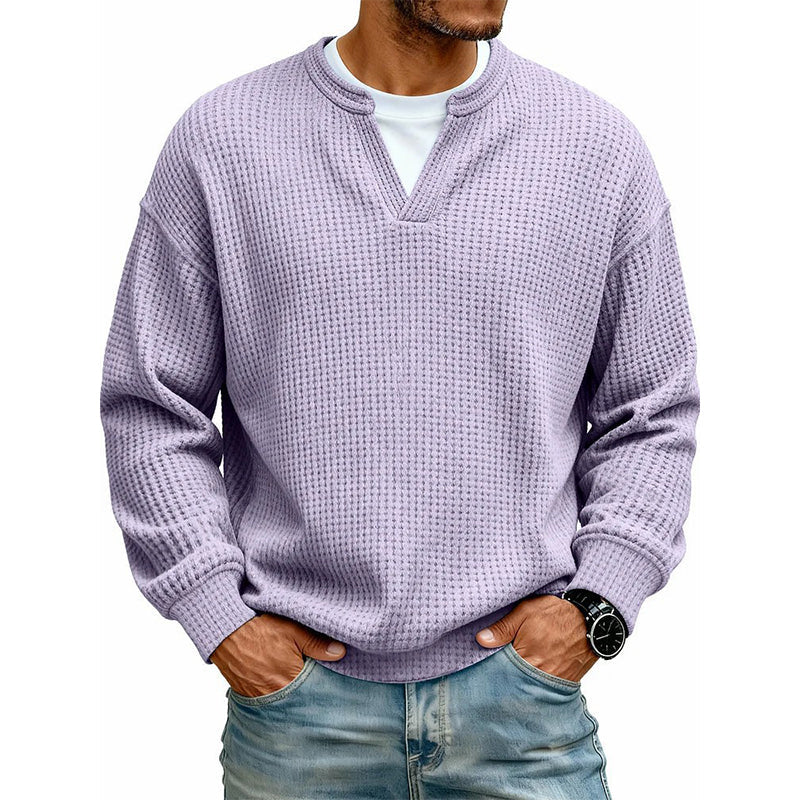 🔥 50% RABATT 👕 Herre Lagdelt Vaffelgenser – Avslappet Passform, Teksturert & Enkel å Style