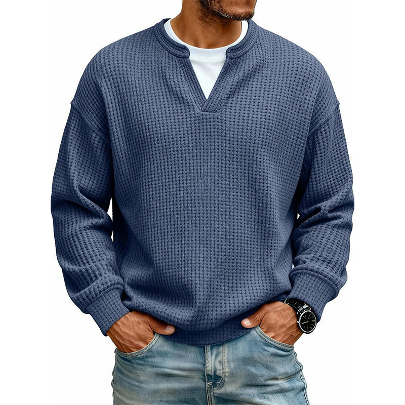 🔥 50% RABATT 👕 Herre Lagdelt Vaffelgenser – Avslappet Passform, Teksturert & Enkel å Style