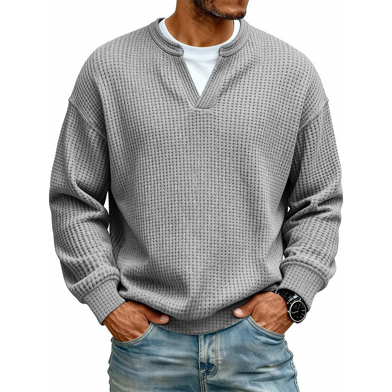 🔥 50% RABATT 👕 Herre Lagdelt Vaffelgenser – Avslappet Passform, Teksturert & Enkel å Style