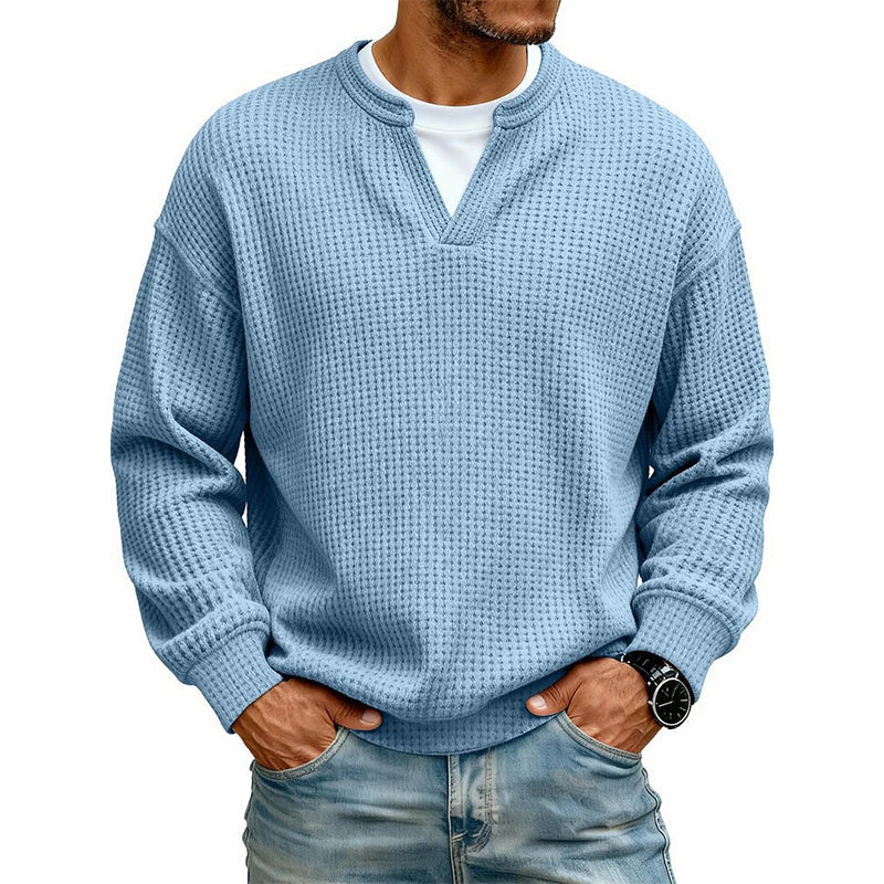 🔥 50% RABATT 👕 Herre Lagdelt Vaffelgenser – Avslappet Passform, Teksturert & Enkel å Style