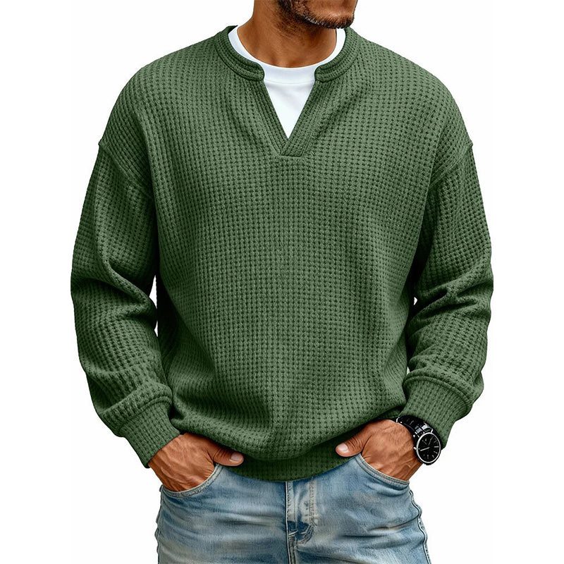 🔥 50% RABATT 👕 Herre Lagdelt Vaffelgenser – Avslappet Passform, Teksturert & Enkel å Style